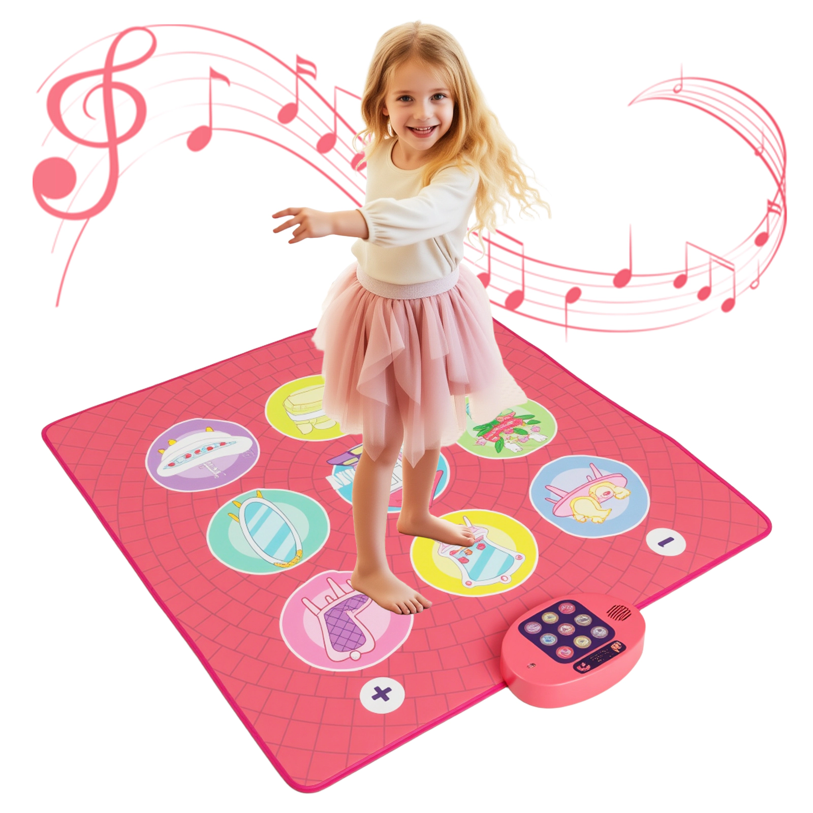 SUGIFT Kids Pink Musical Dance Mat with 5 Game Levels and 9 Demo Songs 36-in W 35.5-in D Ages 3+