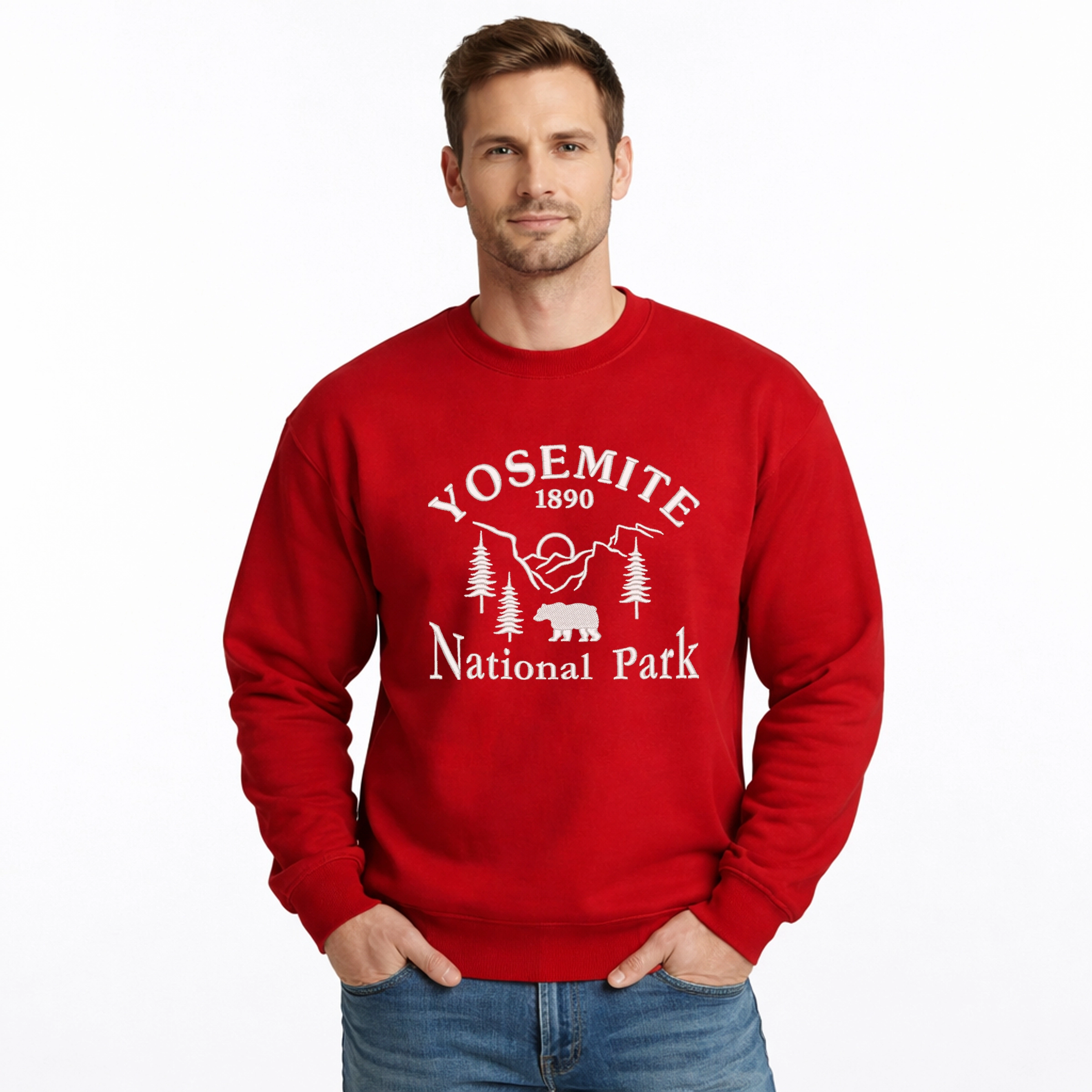 Simply Sage Market - Embroidered Yosemite National Park Men's Graphic Sweatshirt