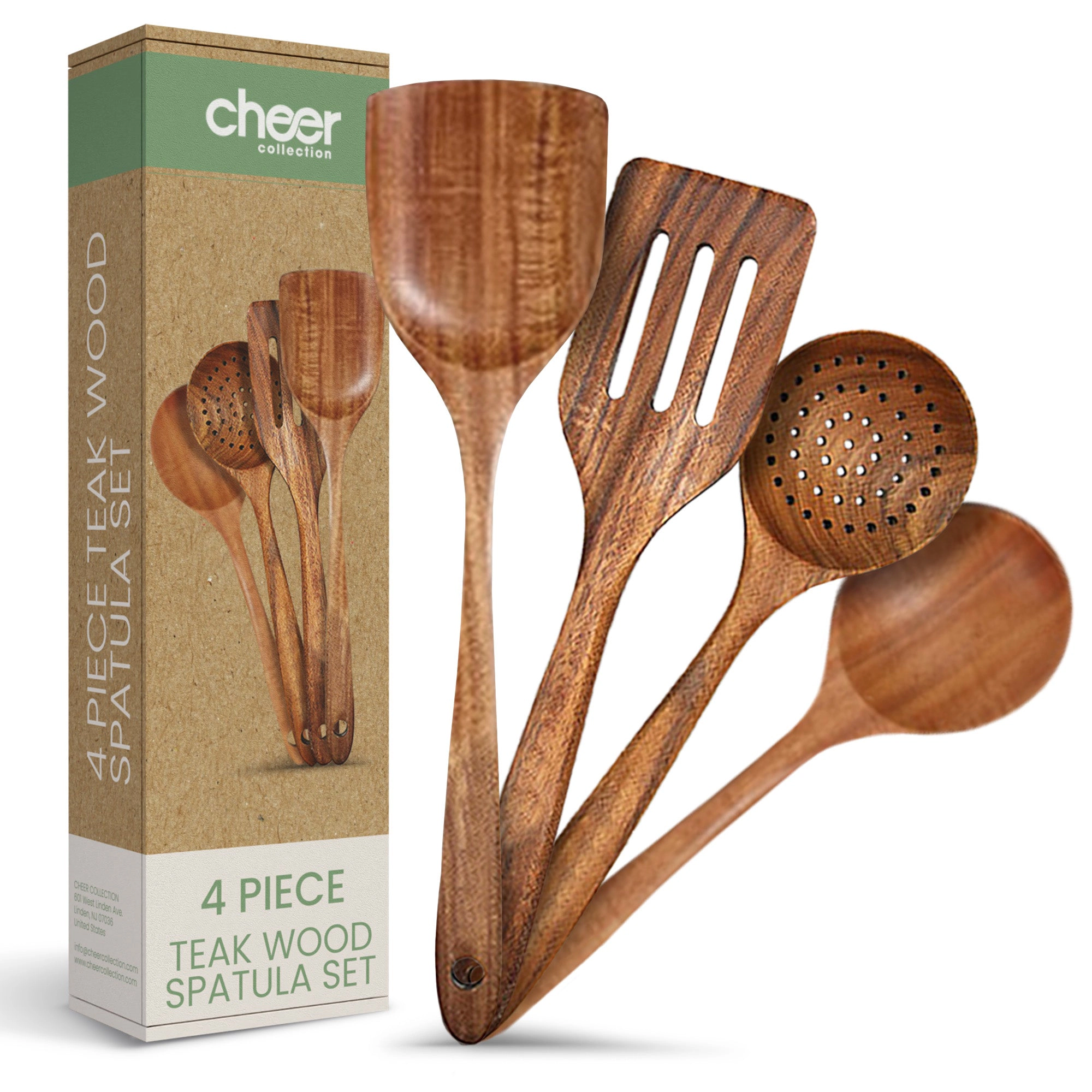 Cheer Collection 4-Piece Teak Wood Spatula Set