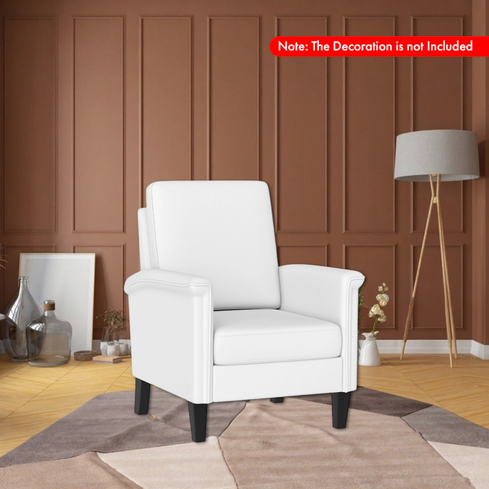 Hivvago Boho Farmhouse Floral Armchair with High Backrest and Solid Wood Legs35