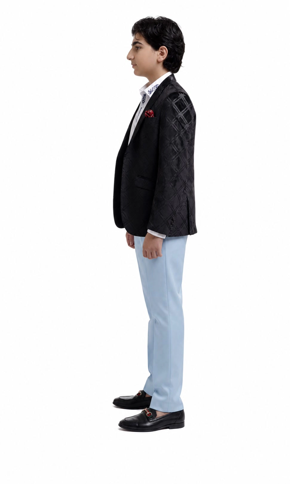 Elie Balleh Boys Slim Fit Plaid Jacket