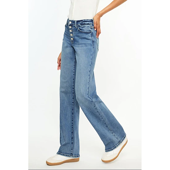 KanCan Women's Essentials High Rise Comfort 90's Flare Jeans Darlene