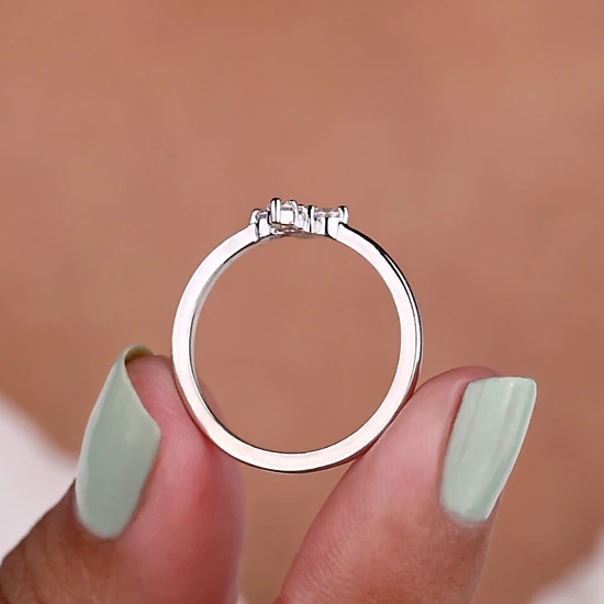 Wardrobe Whimsy Womens Dainty Cross Cubic Zirconia Ring Silver Tone Minimalist Thin Band Religious Promise Ring