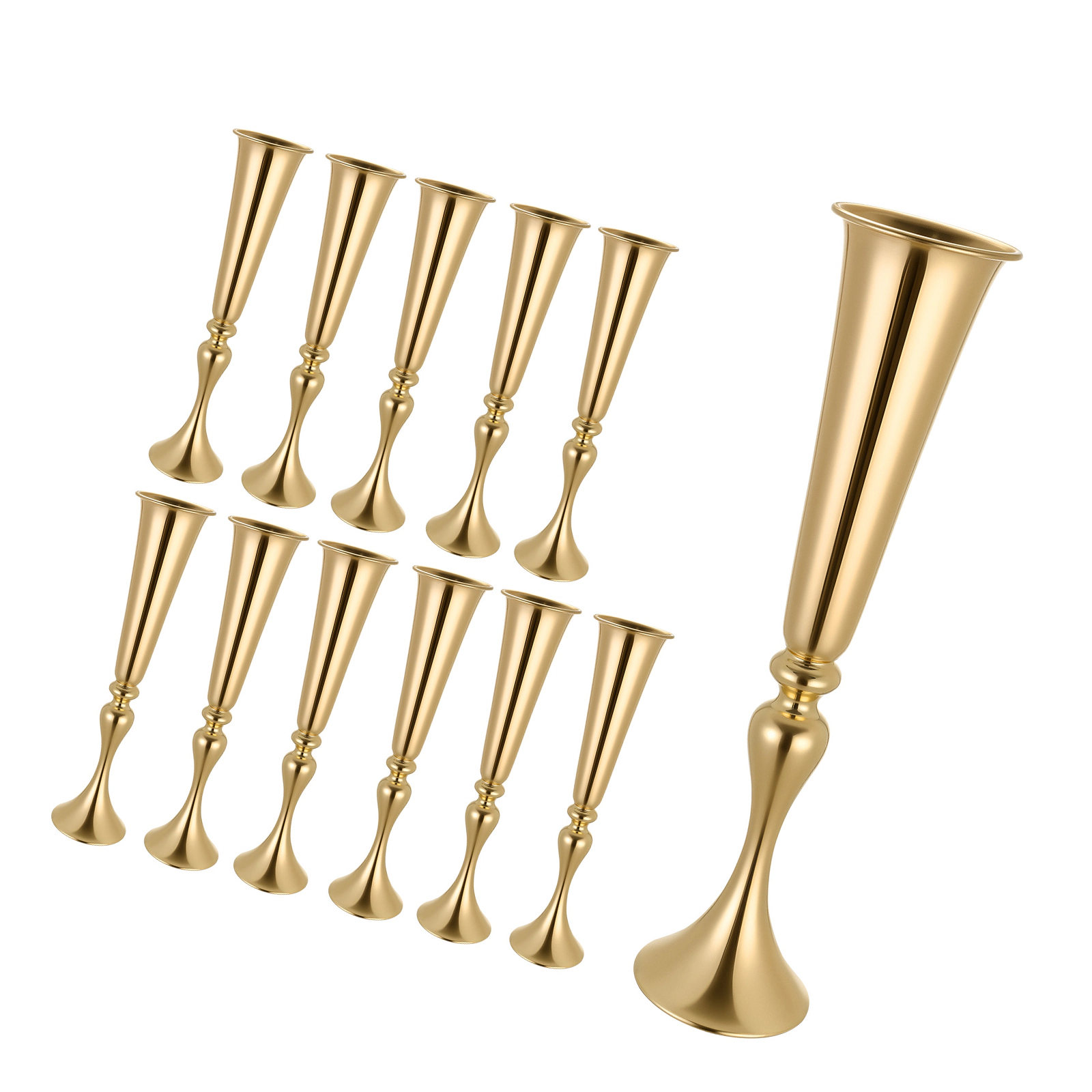 HONGGE Crystal Wedding Flower Stand Metal Wedding Centerpiece Vase Gold Flower Holders Floral Display Rack for Tables