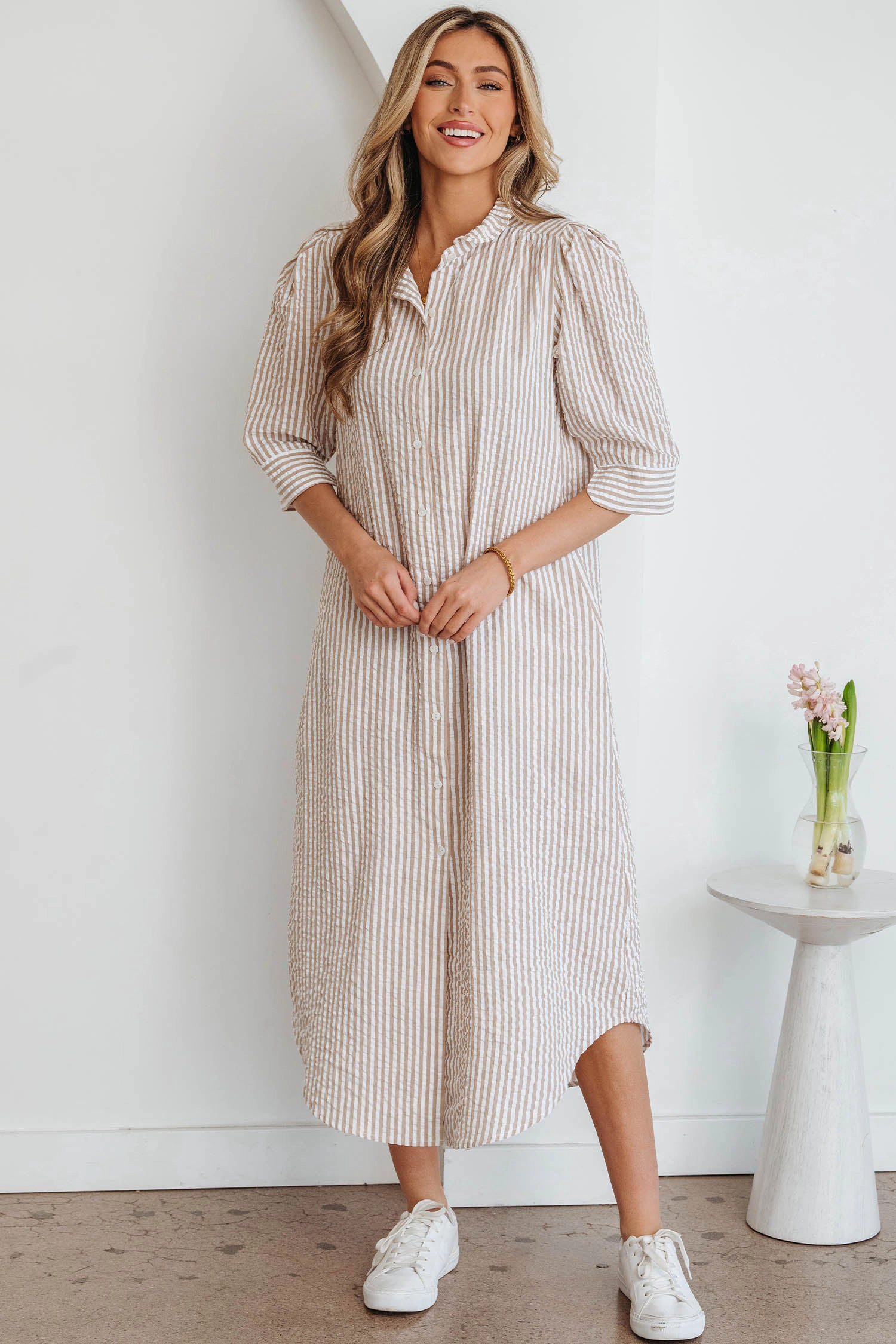 Threaded Pear Women's Winona Collar Half Sleeve Shirt