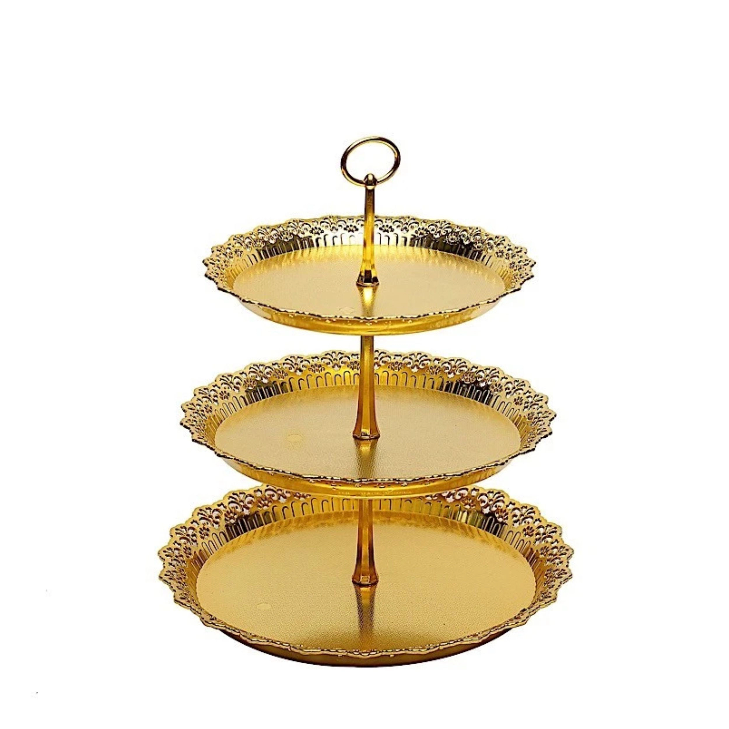 Home Collection 15-Inch 3-Tier Metallic Cupcake Display Stand