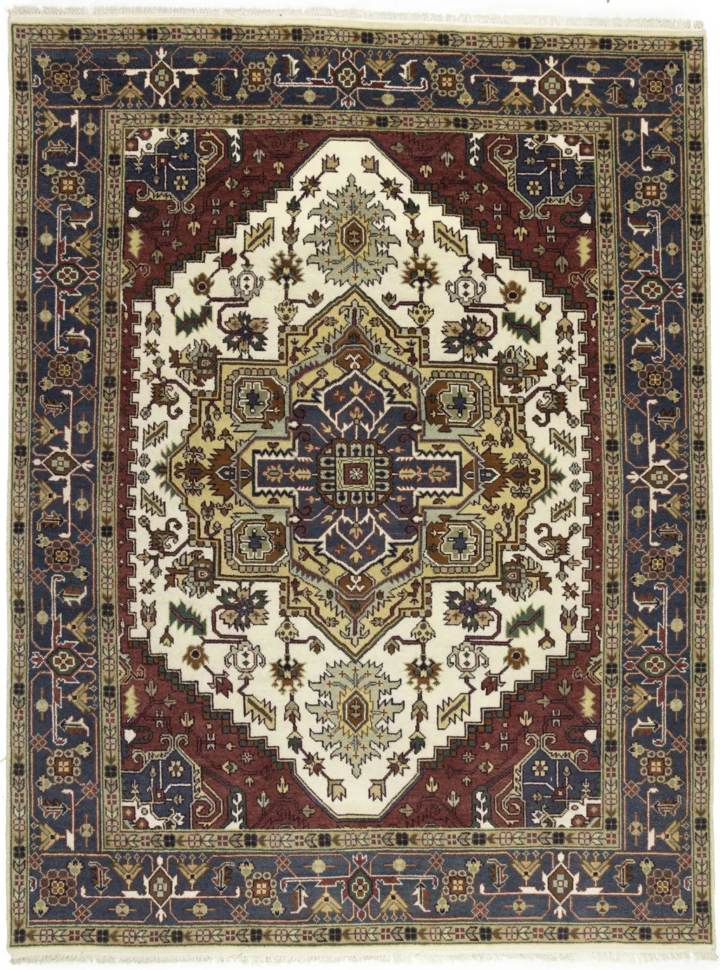 Magic Rugs 8'11 X 11'9 Heriz Serapi Cream Hand Knotted Wool Rug