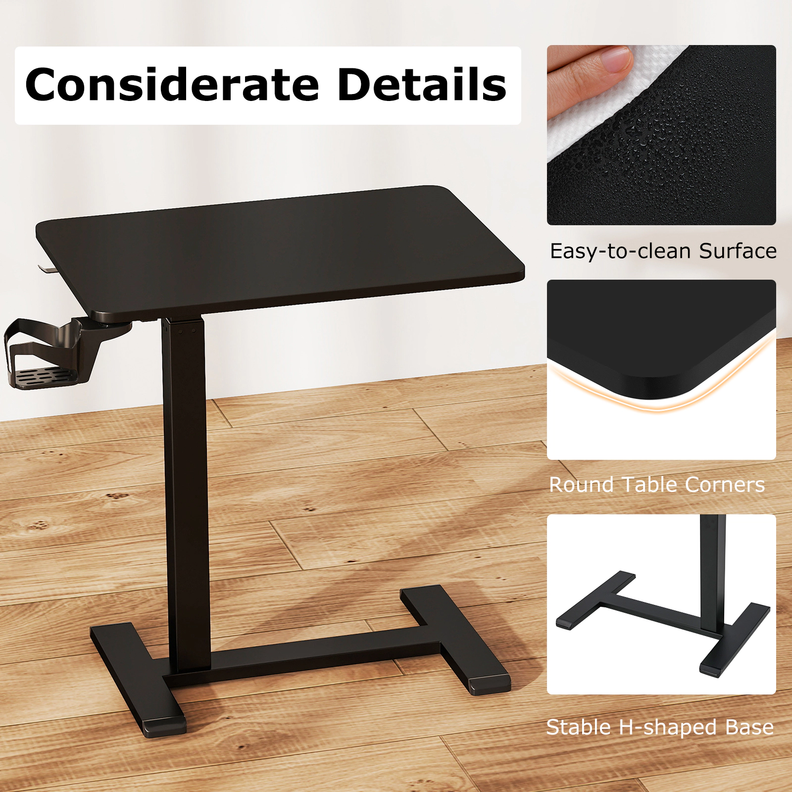 SlickBlue Adjustable Height Rolling Standing Desk with Laptop Table