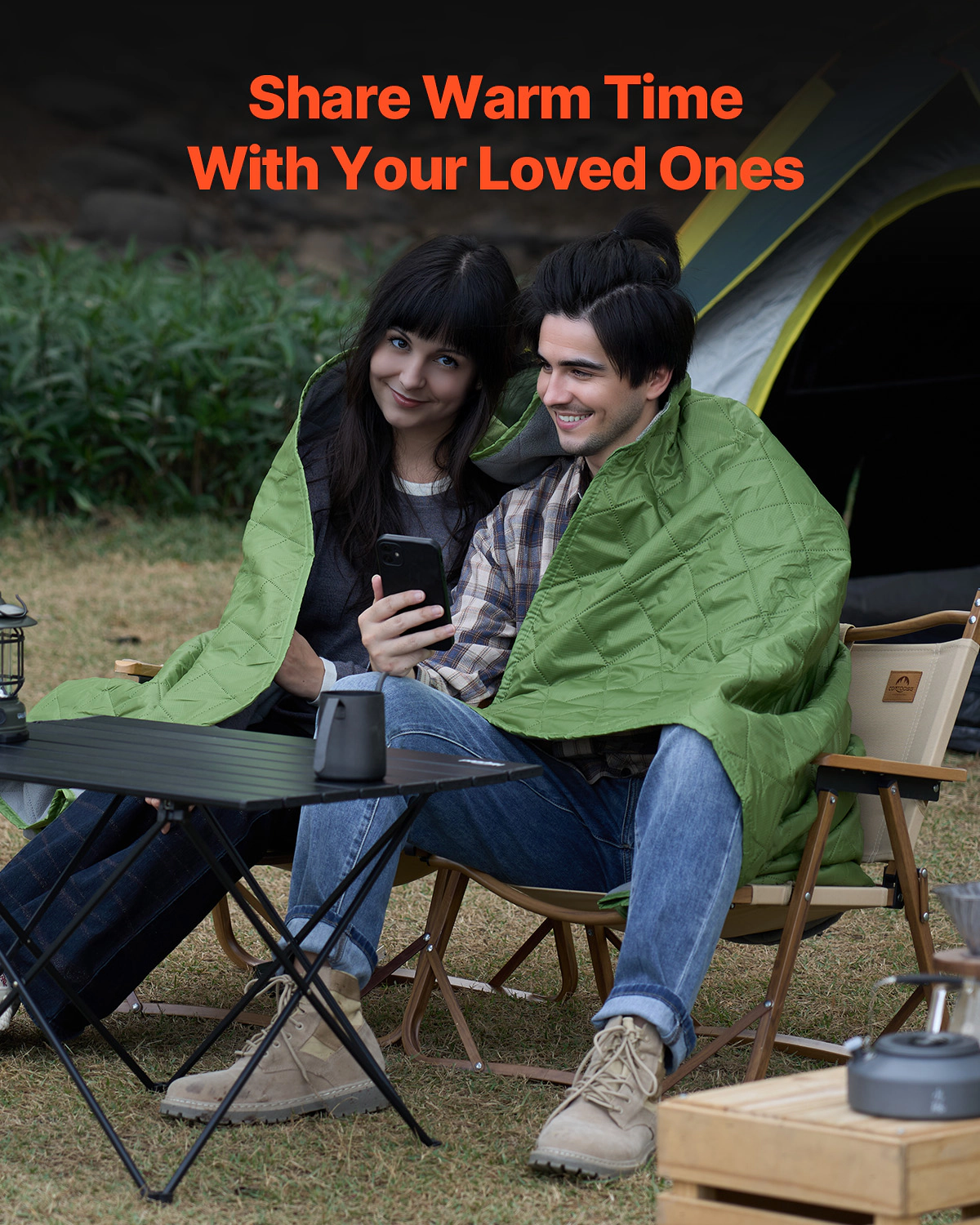 HONGGE Camping Blanket, Large Warm Stadium Waterproof & Windproof, Flame Retardant, Great for Outdoors, Picnics