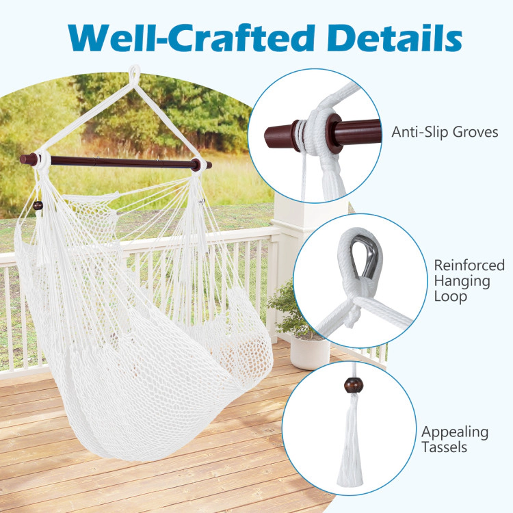 Hivvago Caribbean Hammock Chair With Metal Spreader Bar Woven Rope Swing