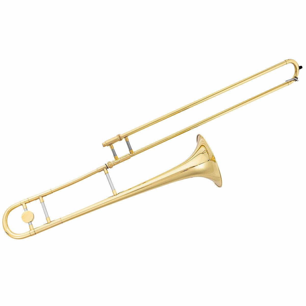 SUGIFT Gold Lacquer B-Flat Brass Trombone with Cupro-Nickel Mouthpiece Carrying Case and White Gloves