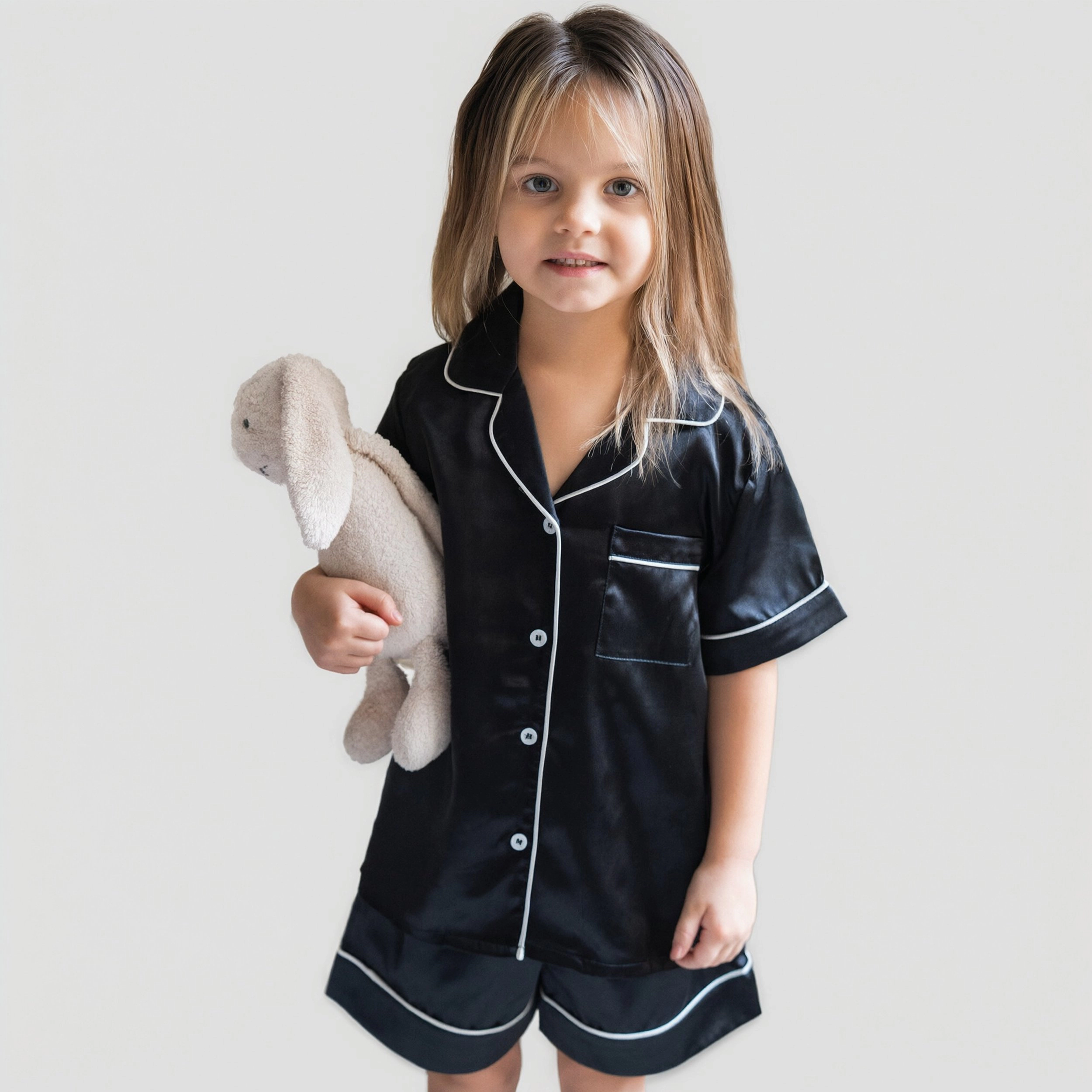 Arshiner Girls Pajamas Silk Satin Pajama Sleepwear Button Down Set Loungewear
