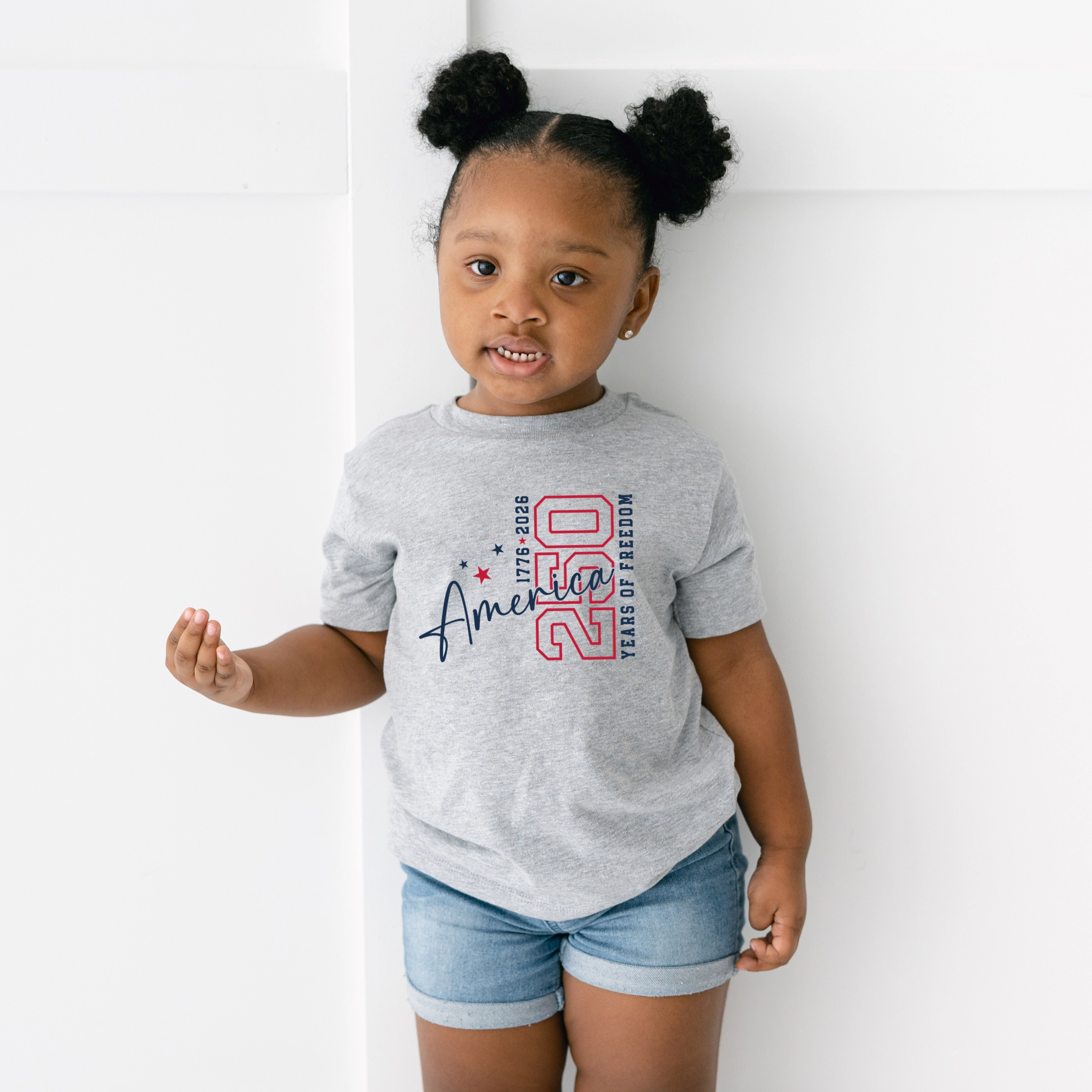 The Juniper Shop - America 250 Years of Freedom Outline Toddler Short Sleeve Graphic T-Shirt