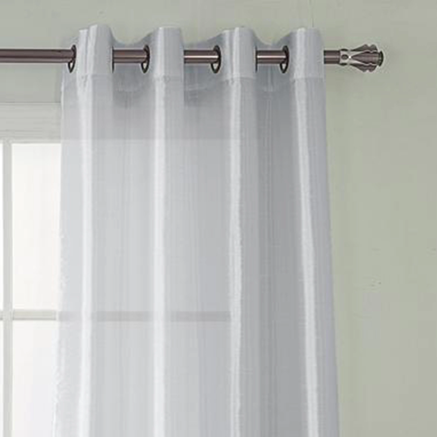 RT Designers Collection Nancy Faux Luxurious Silk Grommet Curtain Panel 54" x 84" Silver