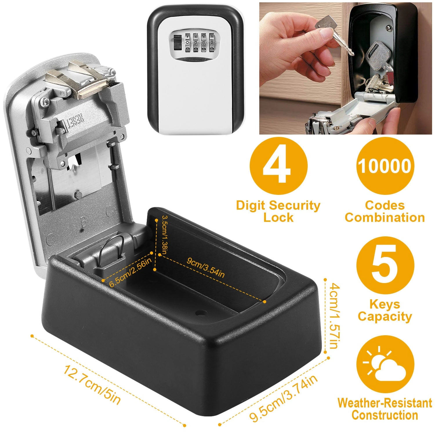 GBruno 4-Digit Wall-Mounted Key Lock Box