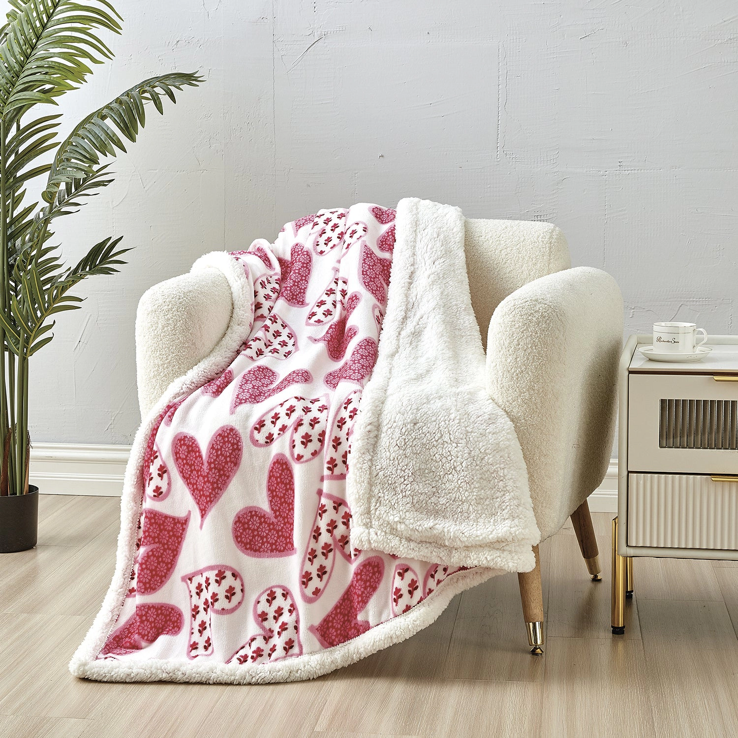 Plazatex Valentine Scarlett Sherpa Plush Decorative Throw Blanket 50" x 60" Pink