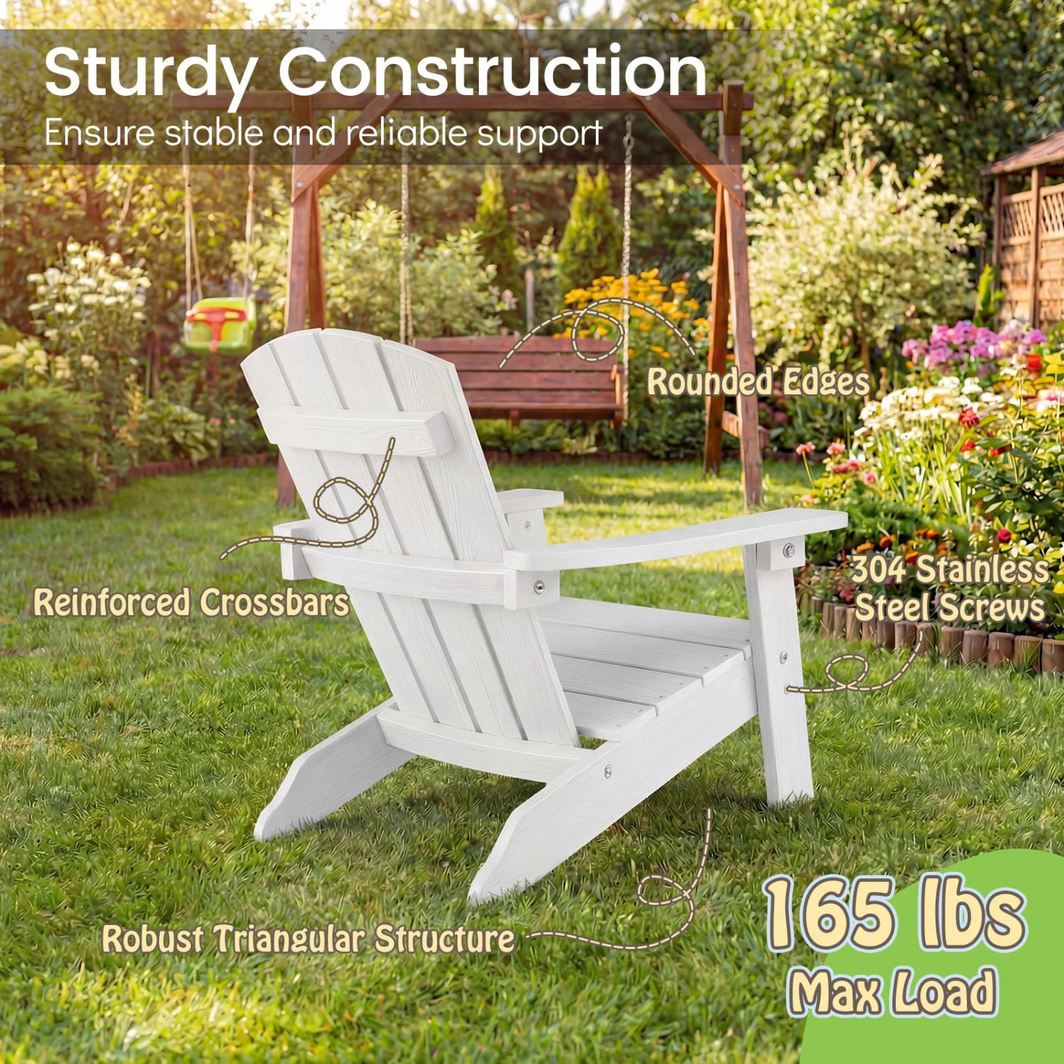 SlickBlue Kids Adirondack Chair Outdoor Lawn Camping Chair
