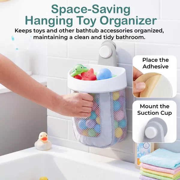 Sperric Baby Bath Toy Storage Caddy, Easy Access Mesh Storage, Hanging Toy Holder w/ Suction Cup, Bathtub Toy Organizer