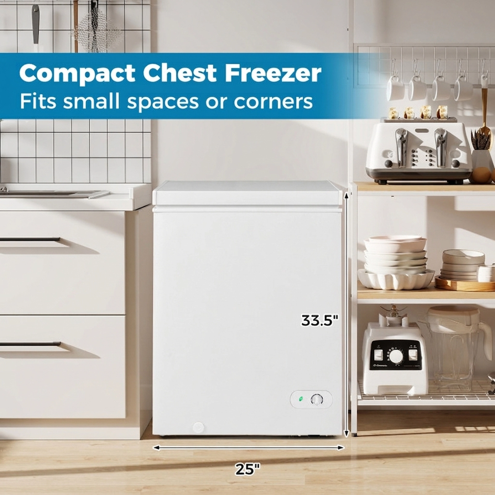 SUGIFT 5-cu ft White Compact Chest Freezer with 7-Gear Adjustable Temperature and Removable Basket