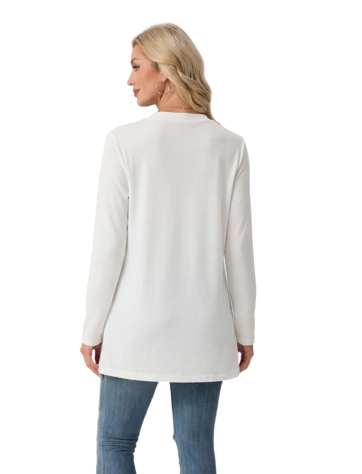 Premium Charms Women Open Front Long Sleeve Knit Cardigan with Pockets