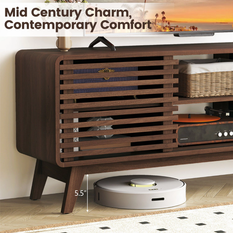 Hivvago Tv Stand For Tvs Up To 65" With Sliding Doors And Adjustable Shelves For Living Room