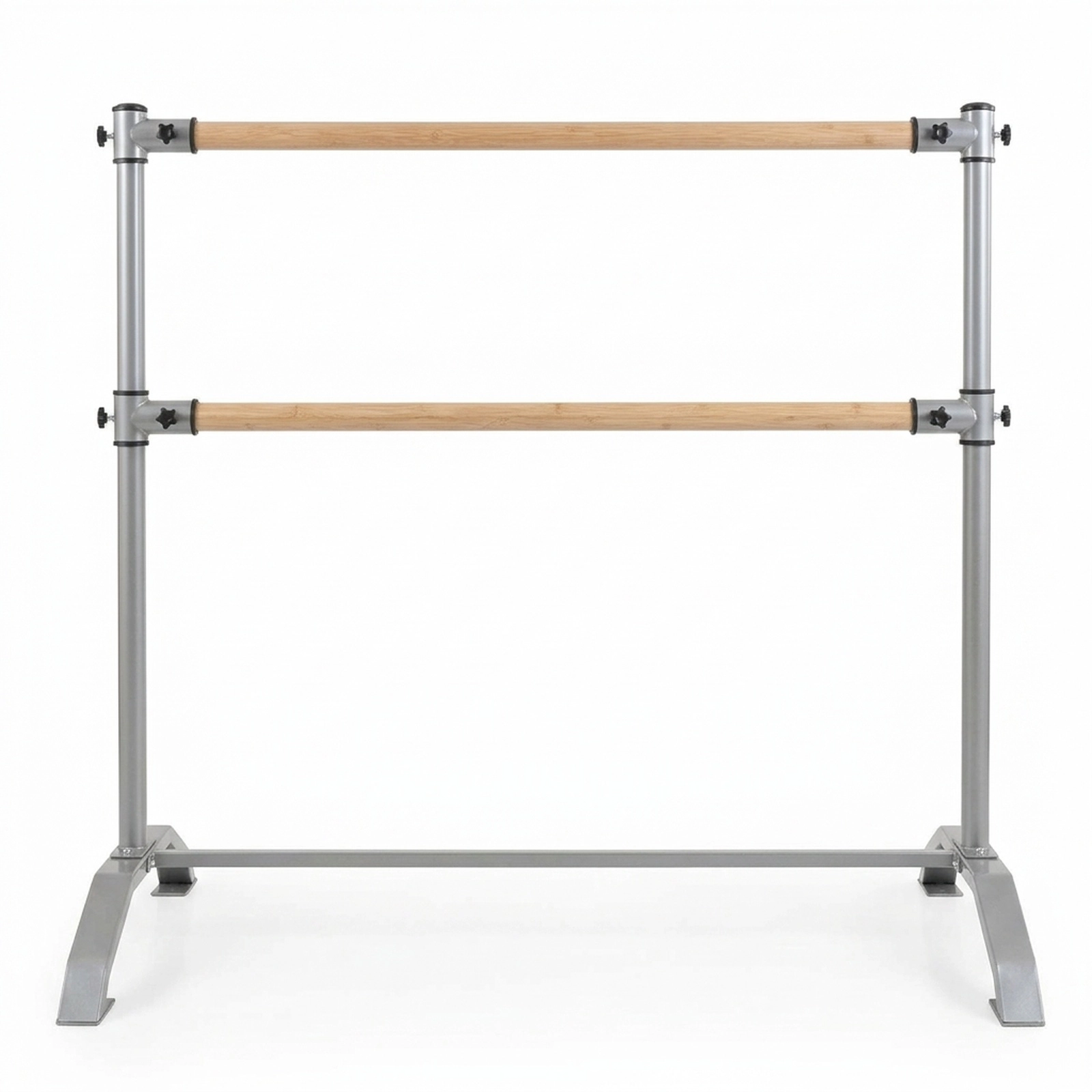 SUGIFT Double-Bar Ballet Barre Stretching Machine with 4-Level Height Adjustable Bar 145-lb Capacity Silver, Pink, Black