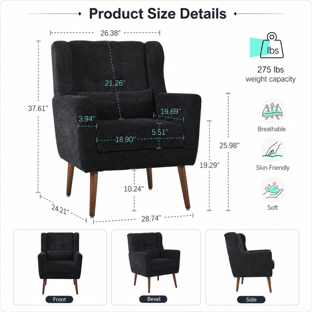 GOODSILO Soft Chenille Accent Chair Versatile Seating