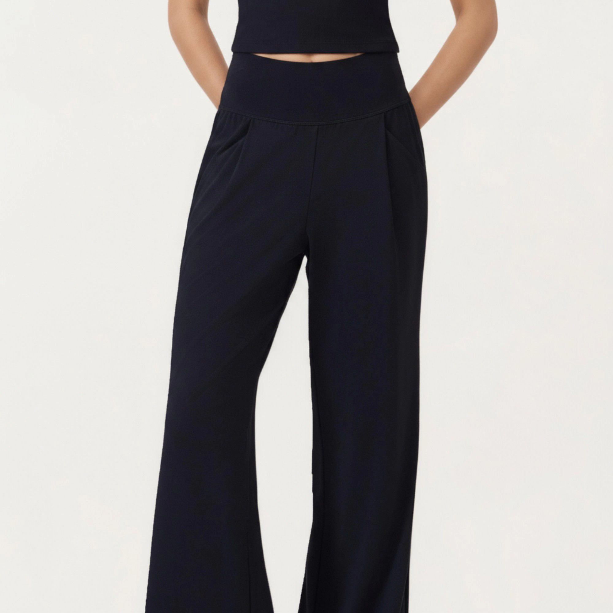 Anna-Kaci Women's High-Waist Wide-Leg Sweatpants with Side Pockets and Smooth Stretch Fabric