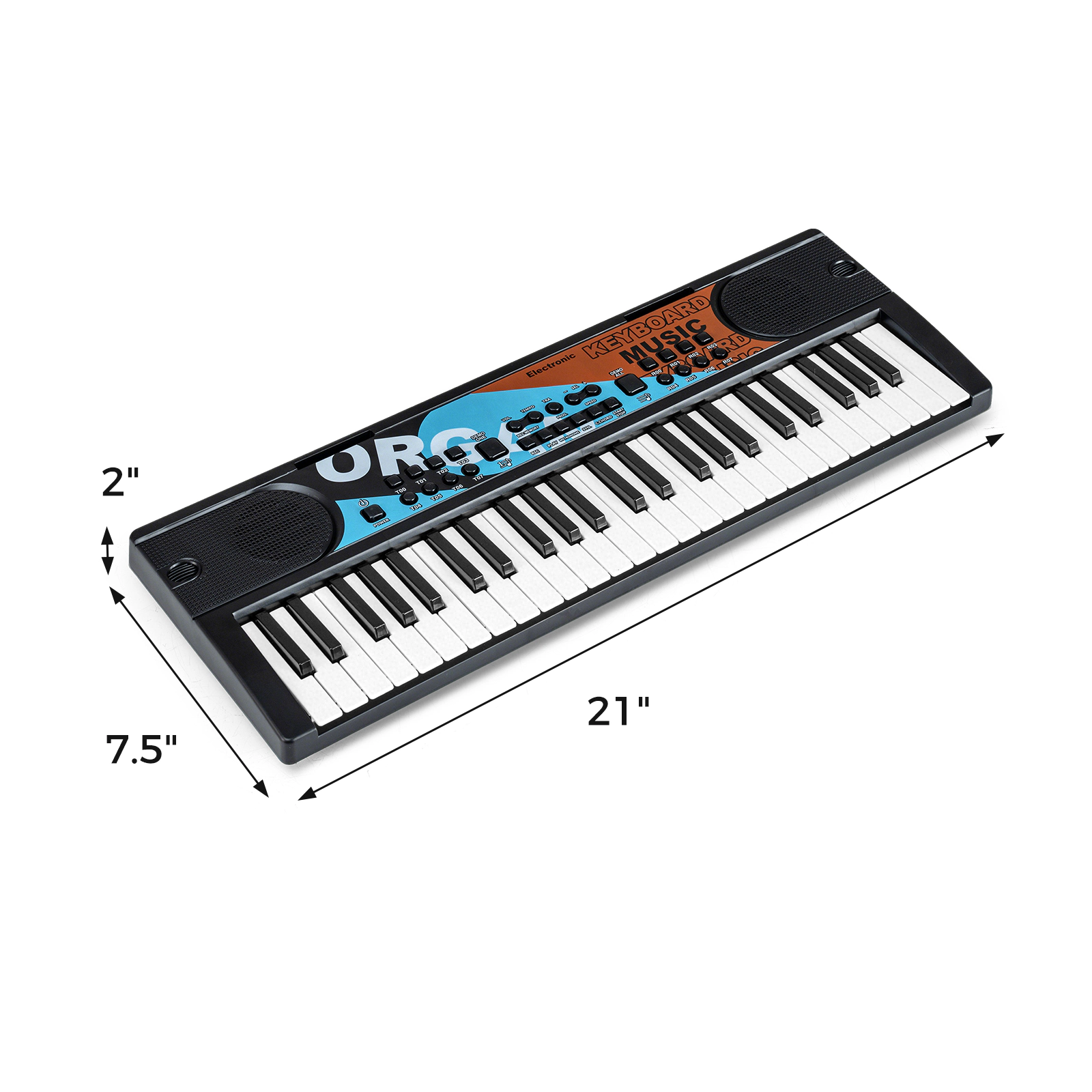 SUGIFT 49-Key Portable Kids Electric Keyboard Piano with 8 Rhythms 8 Tones and 10 Demo Songs Ages 3+ Black/White