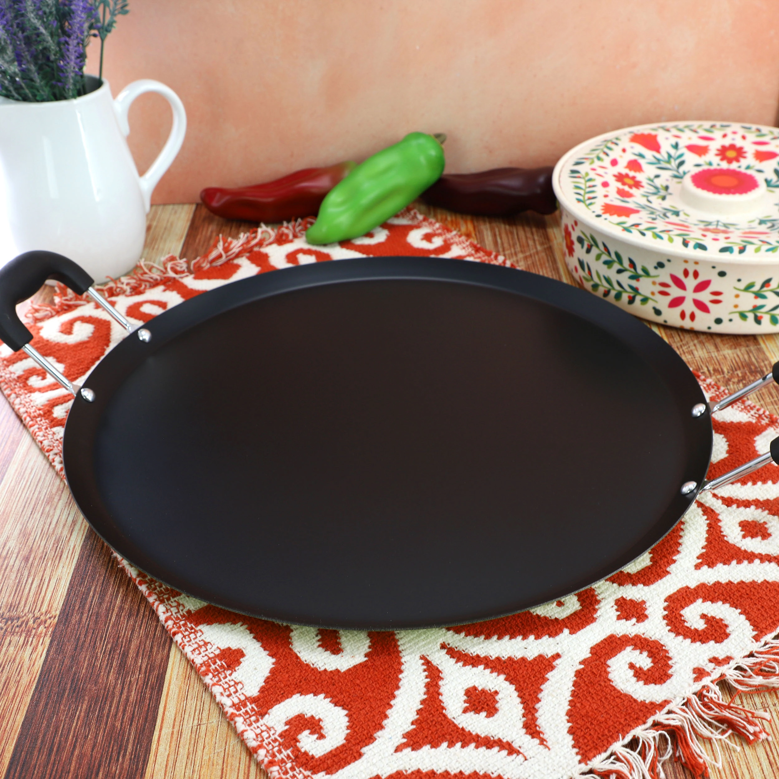 Oster Zadora 14" Non-Stick Interior Durable Carbon Steel Comal in Lime Green