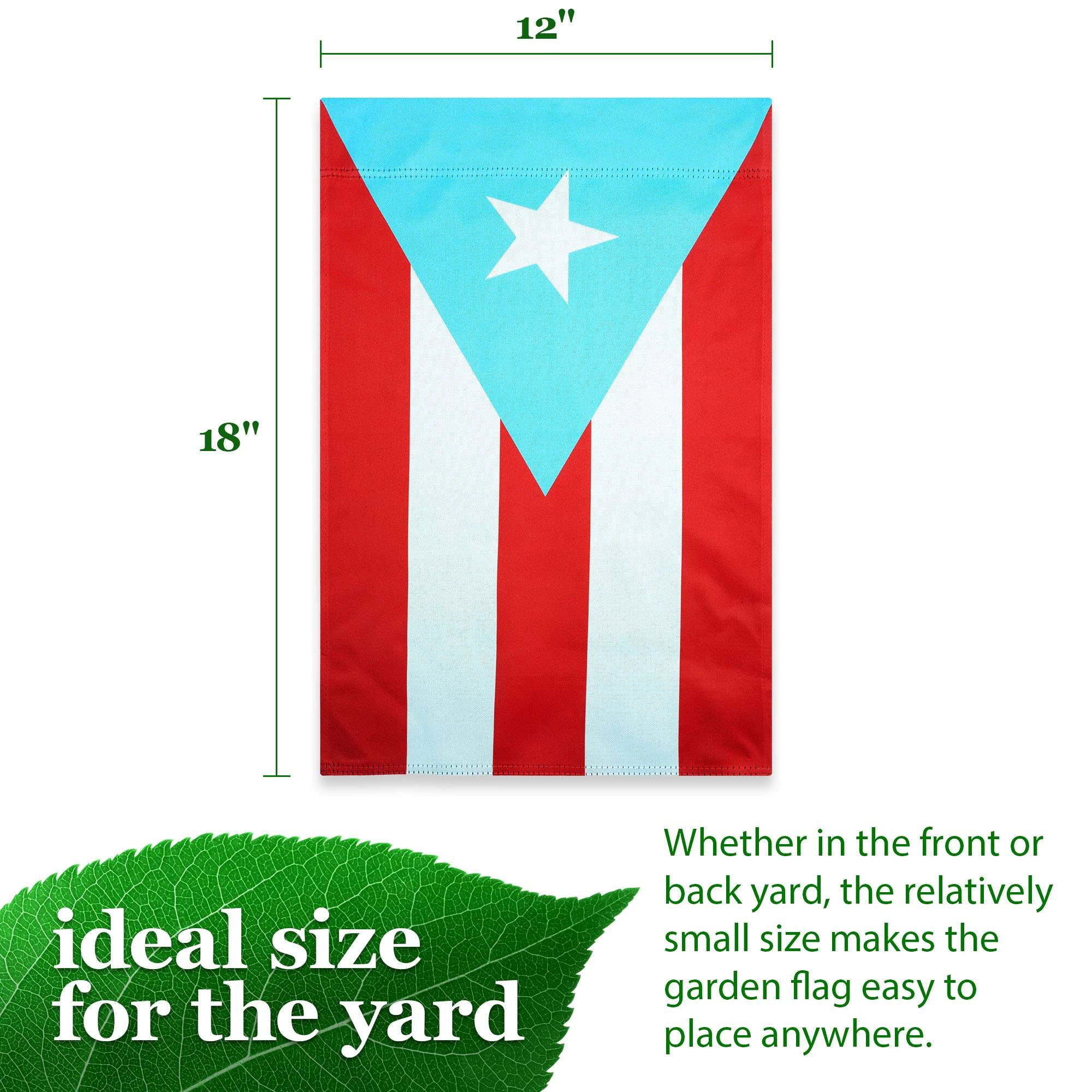 G128 Puerto Rico Light Blue Garden Flag 12x18in Double-Sided Blockout Polyester