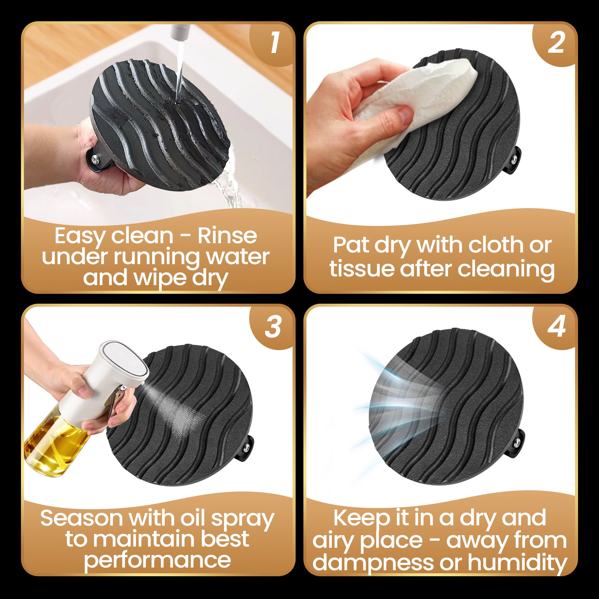 Gourmet Easy Smash Burger Press with Heat Resistant Handle, 2LBS Cast Iron Burger Smasher