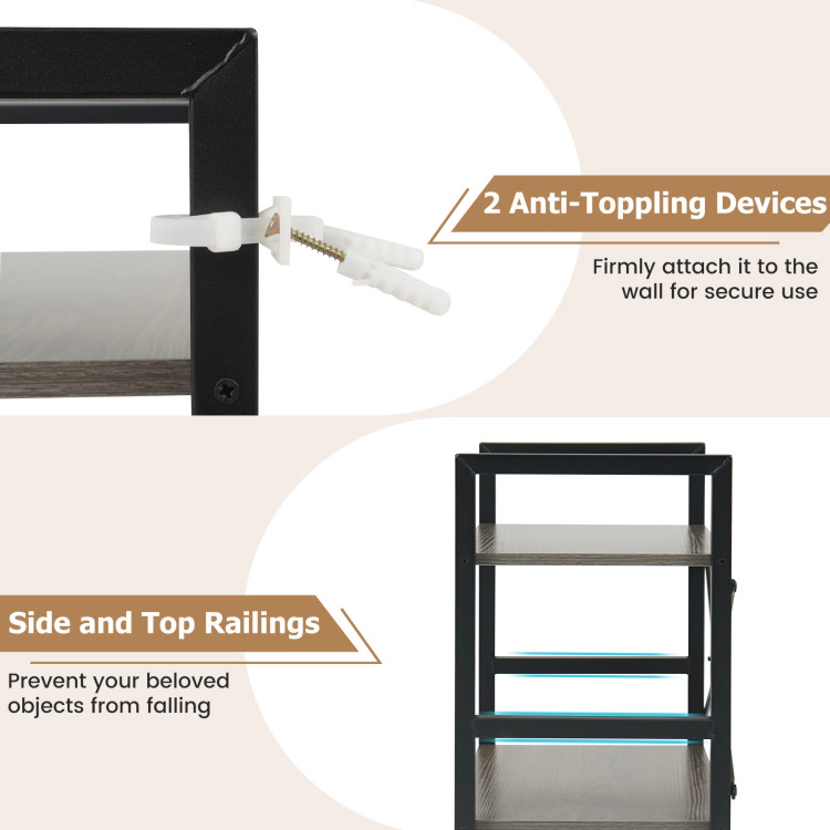 Hivvago 4-Tier Bookshelf Narrow Freestanding Display Shelf with Metal Frame