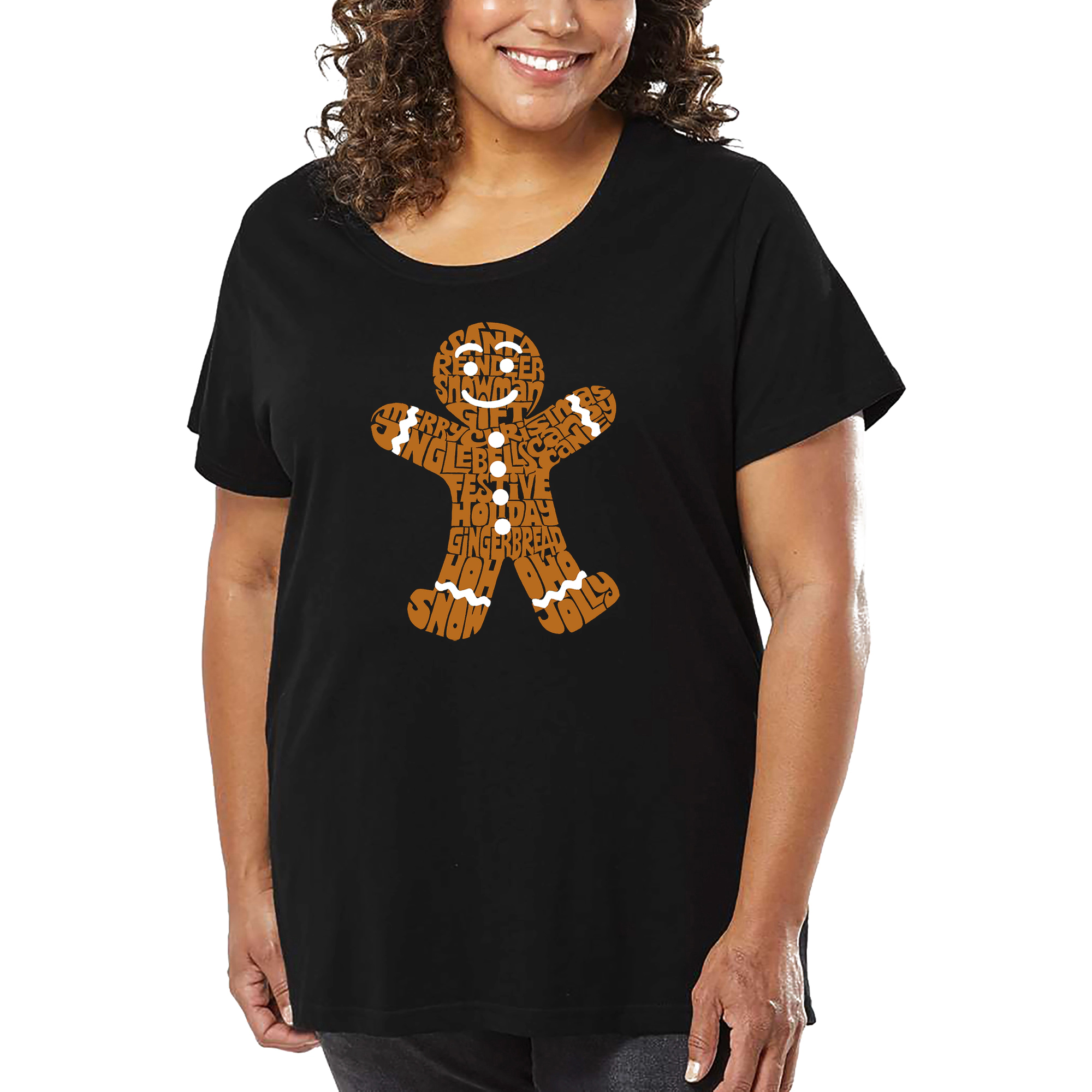 LA Pop Art Women's Plus Word T-Shirt - Gingerbread