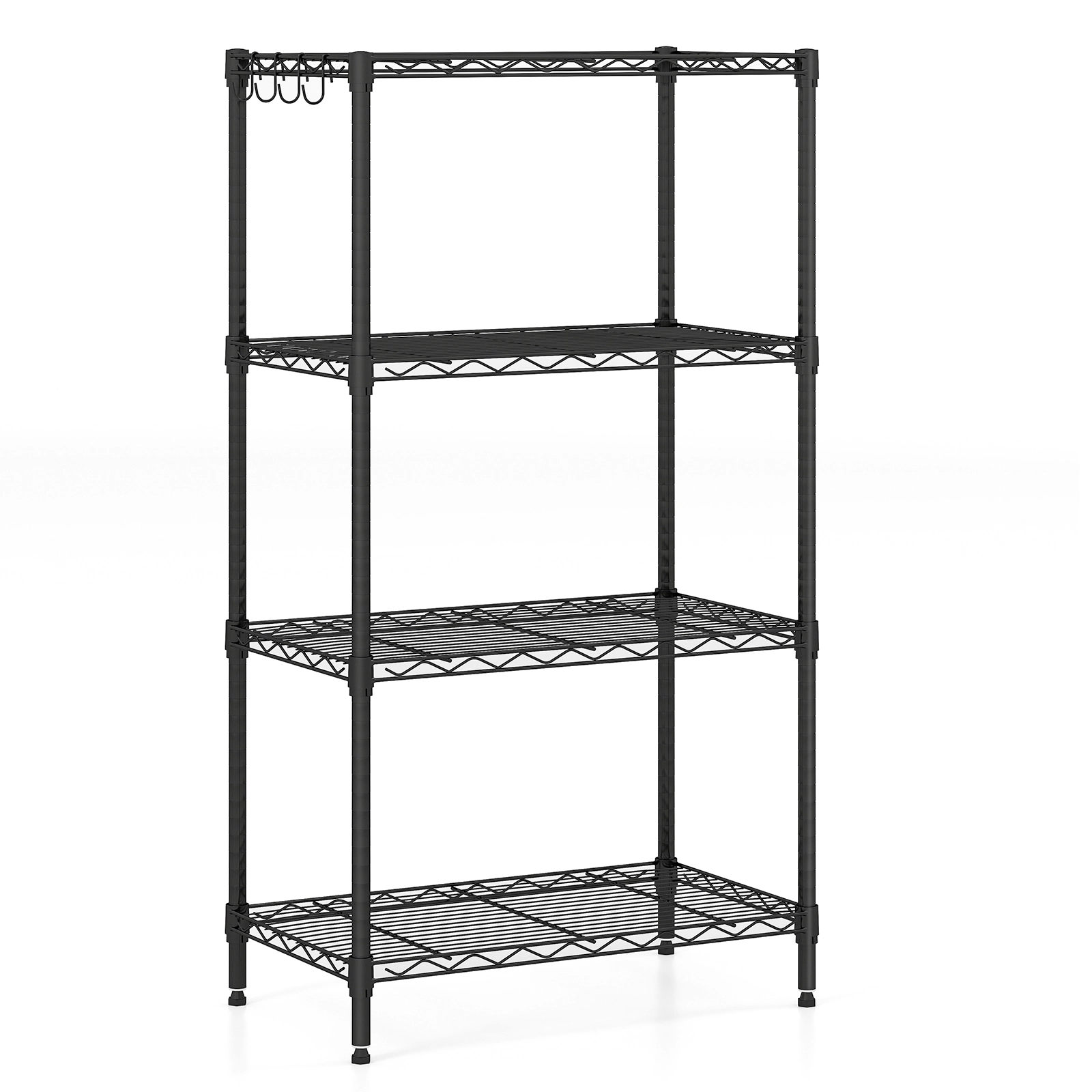 SlickBlue Adjustable Wire Shelf Organizer with Hooks for Multiple Spaces