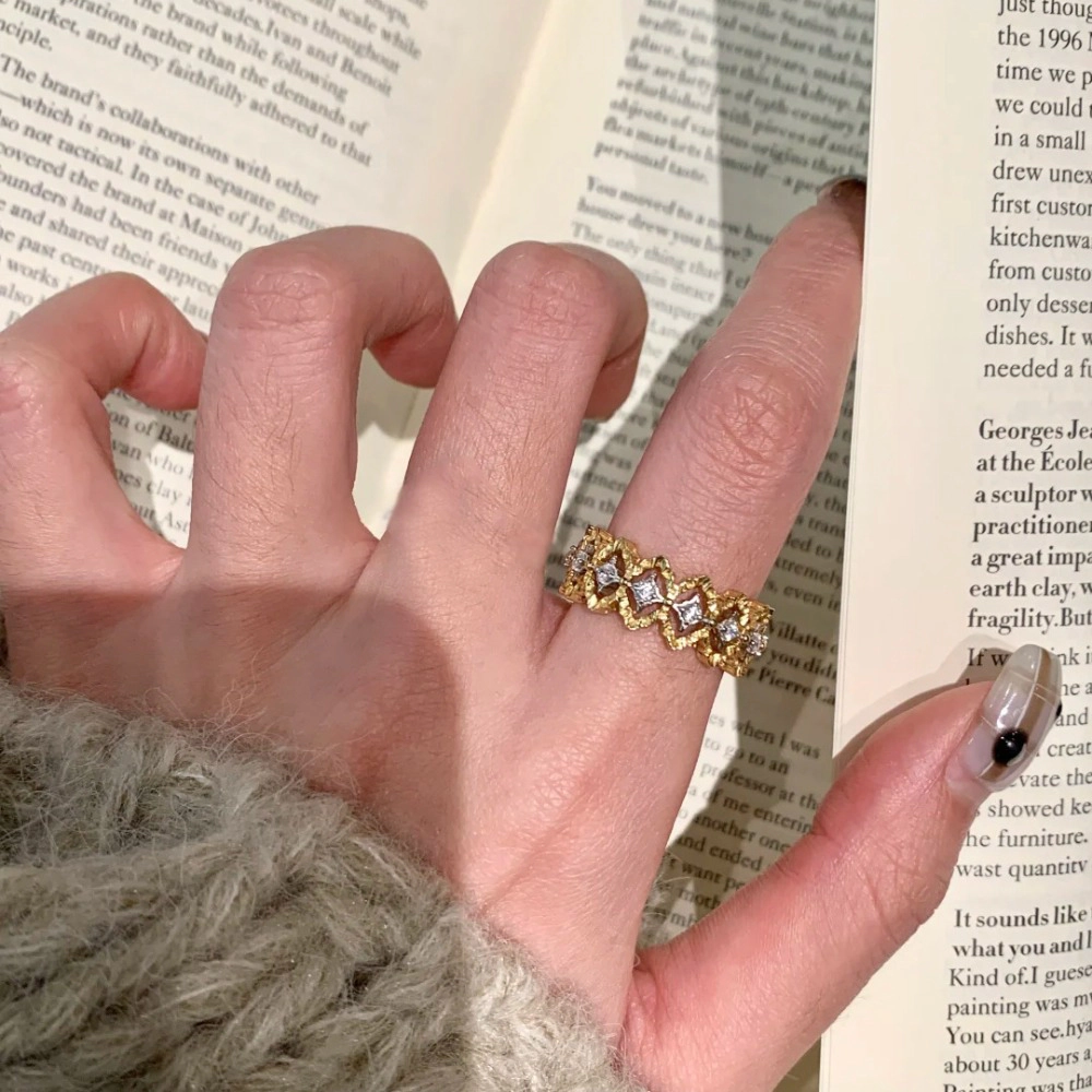 Wardrobe Whimsy Vintage Floral Textured Cubic Zirconia Eternity Stack Ring
