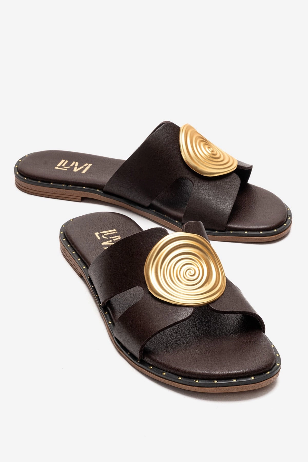 Forever & Always Womens Nolita Leather Slide Sandals