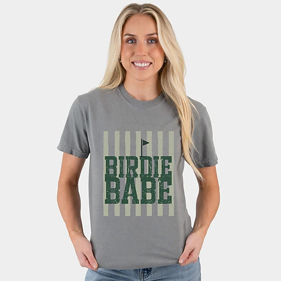 Simply Sage Market - Birdie Babe Stripes - Women's Garment Dyed Graphic T-Shirt
