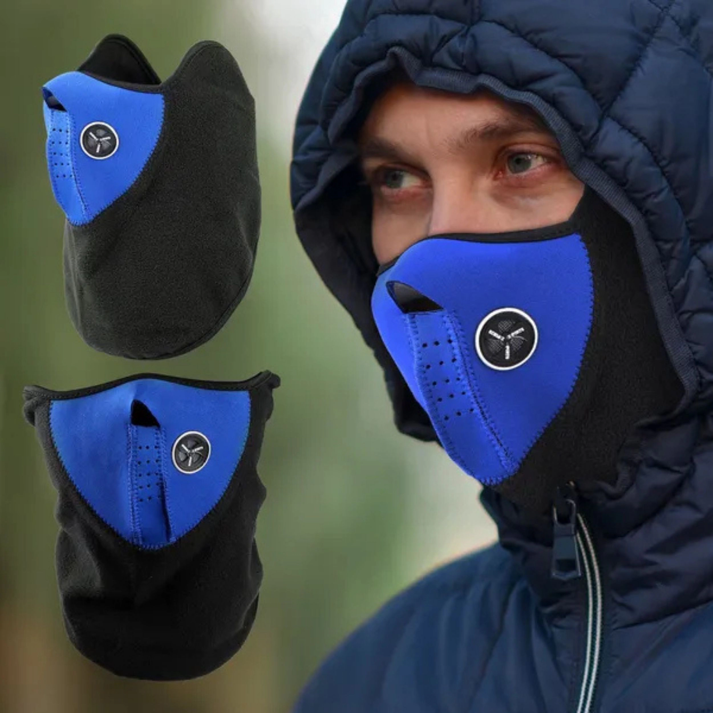 SS Design Blue Half Face Mask Breathable Windproof Dustproof Neck Warmer