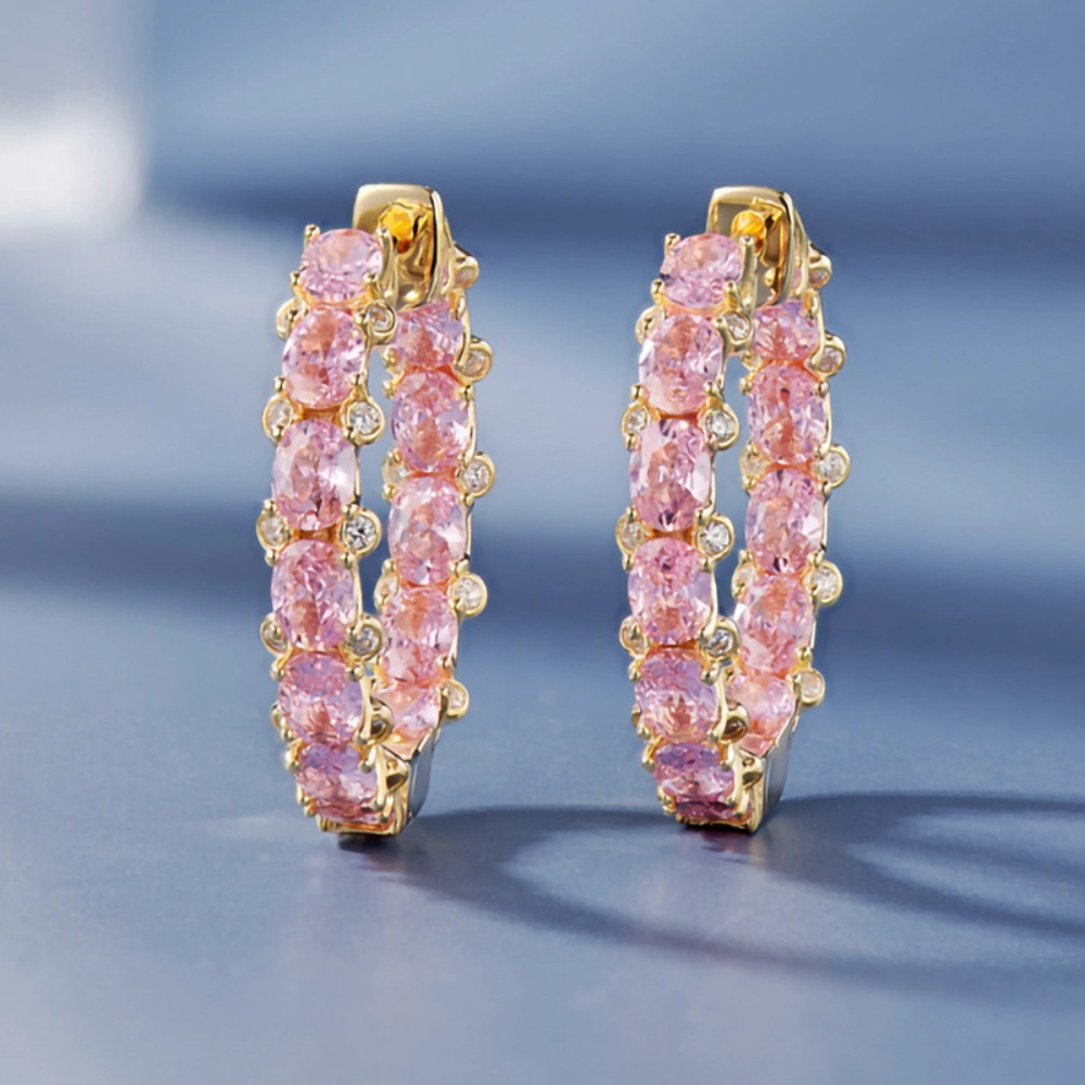 Bling Ova Cubic Zirconia Hoop Earrings for Women