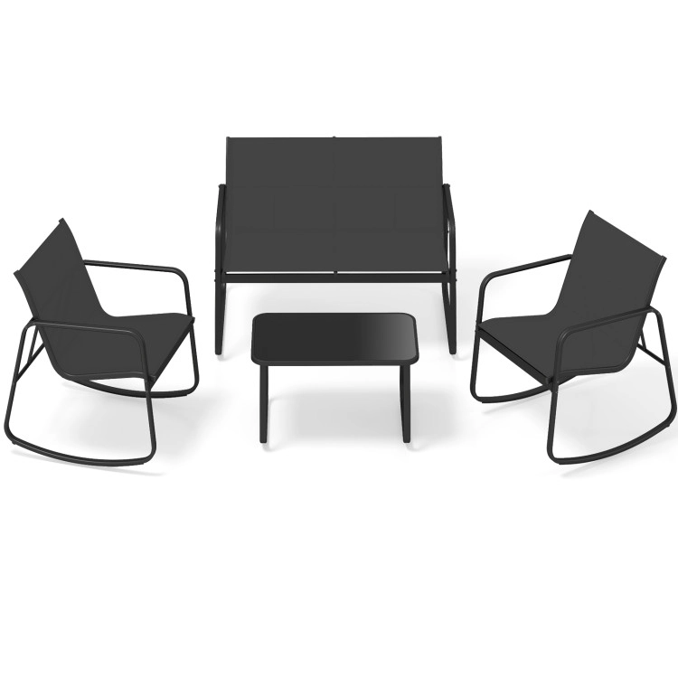 Hivvago 4 Pcs Patio Furniture Set Outdoor Rocker Chair Conversation Set