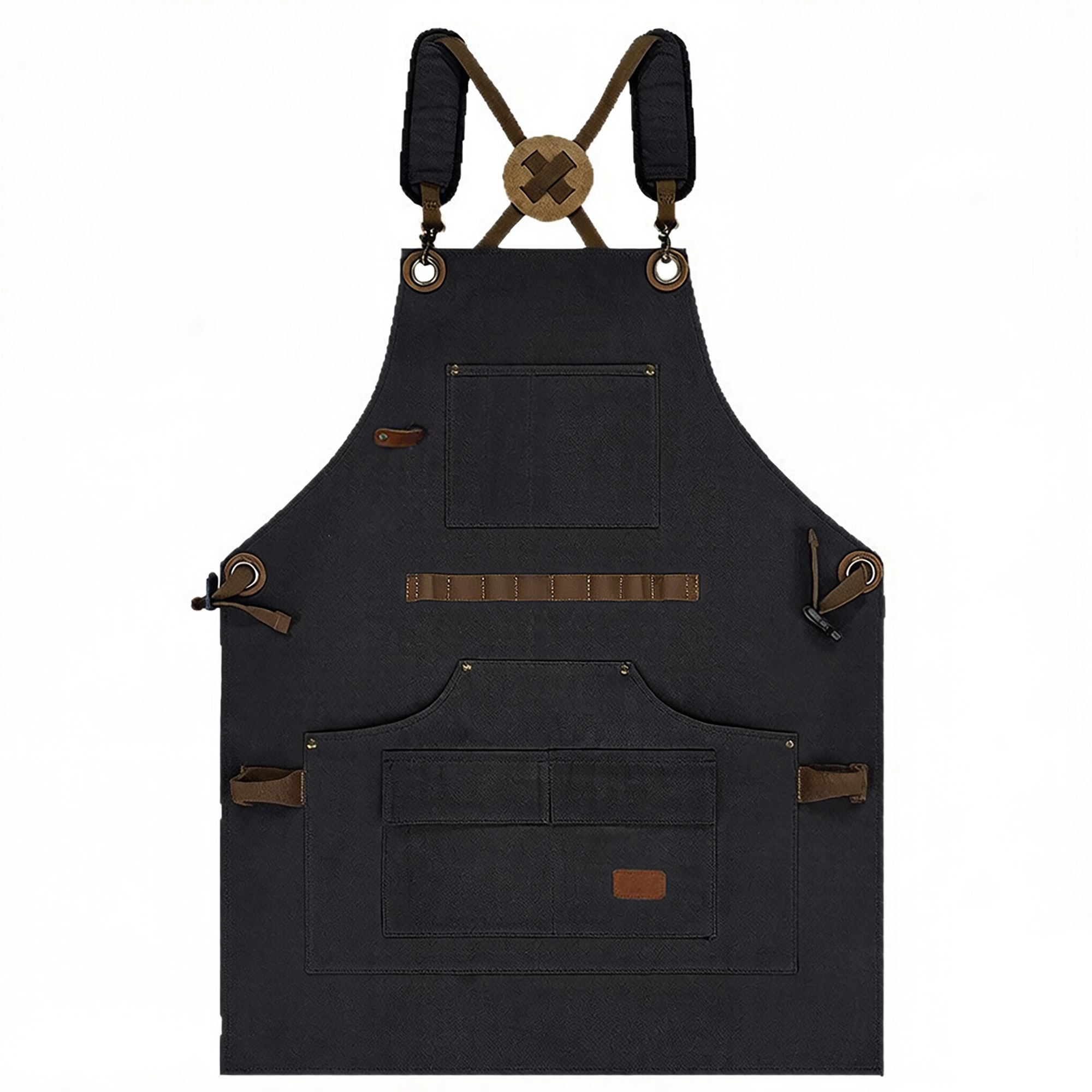 Alilang Unisex Canvas Work Apron with Multi Pocket Storage Adjustable Cross Back Straps Utility