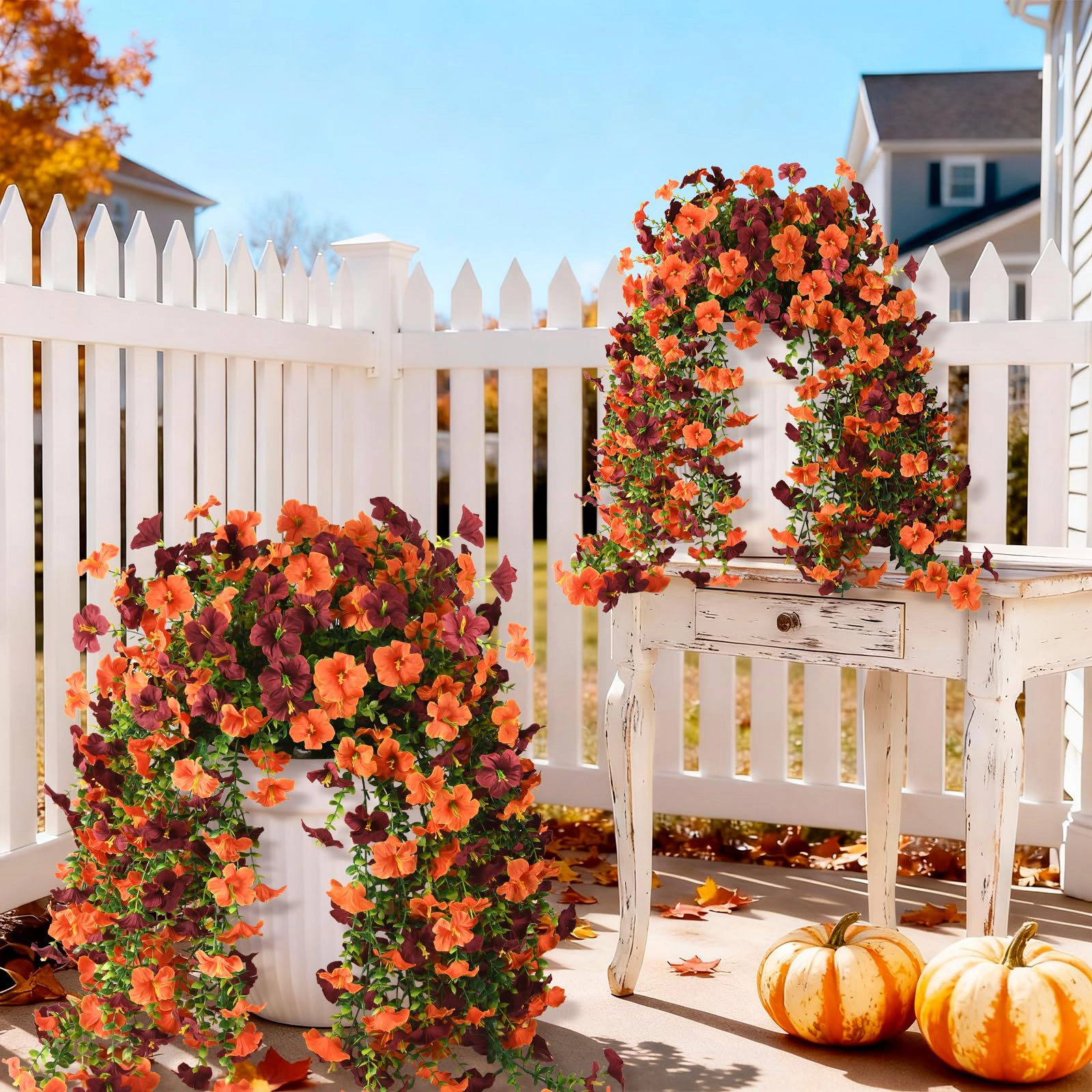 PUPWE Artificial Petunias Flowers For Outdoors Fall Home Decoration
