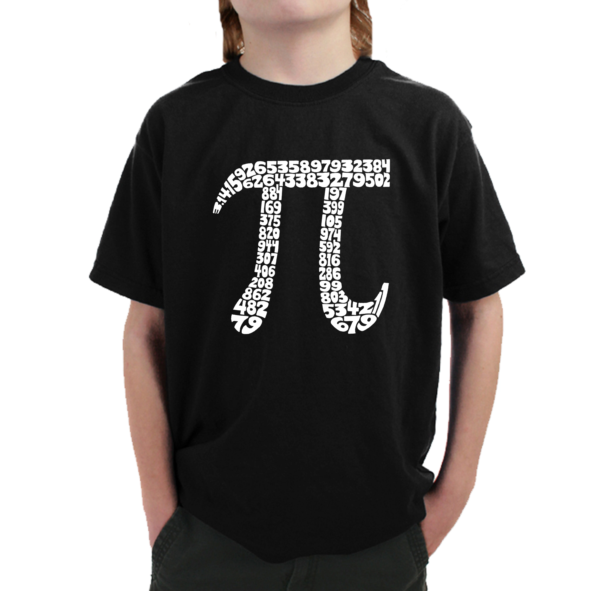 LA Pop Art Boy's Word T-Shirt - THE FIRST 100 DIGITS OF PI