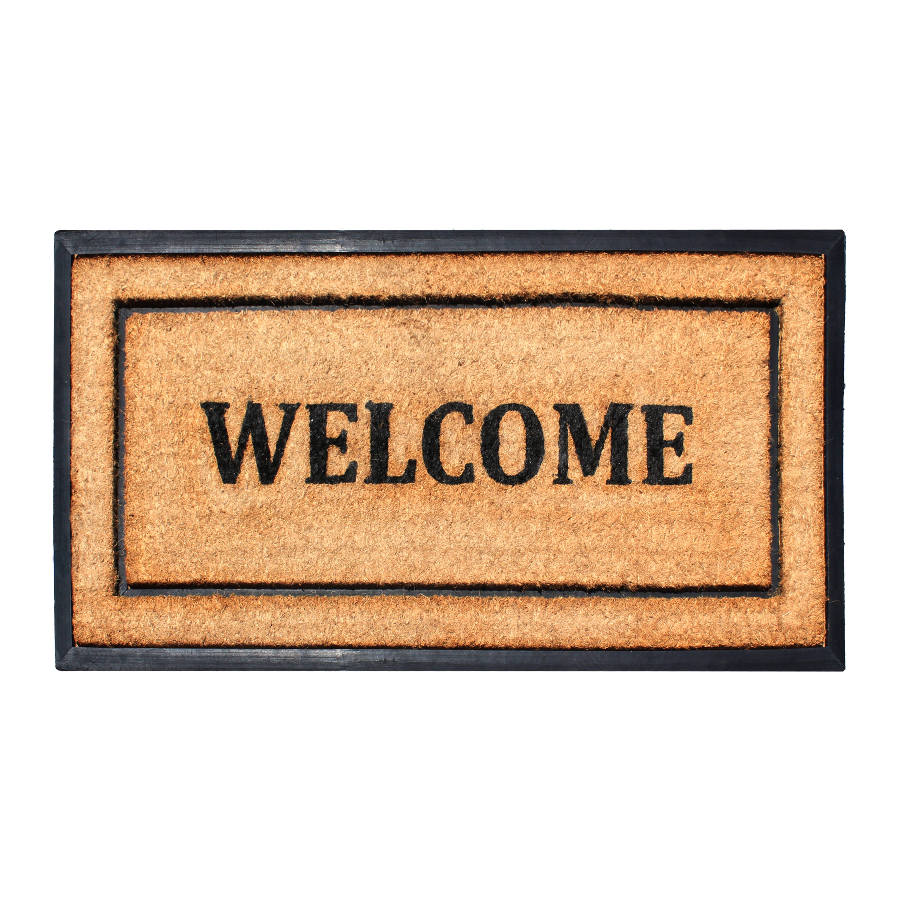 A1HC Coir and Rubber Door Mat 24x48 Inches Heavy Duty Non-Slip Durable Welcome Classic Border