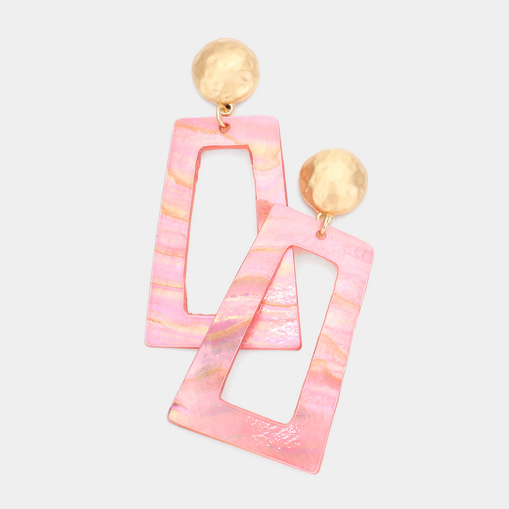 FASHNZFAB Acetate Open Rectangle Dangle Earrings