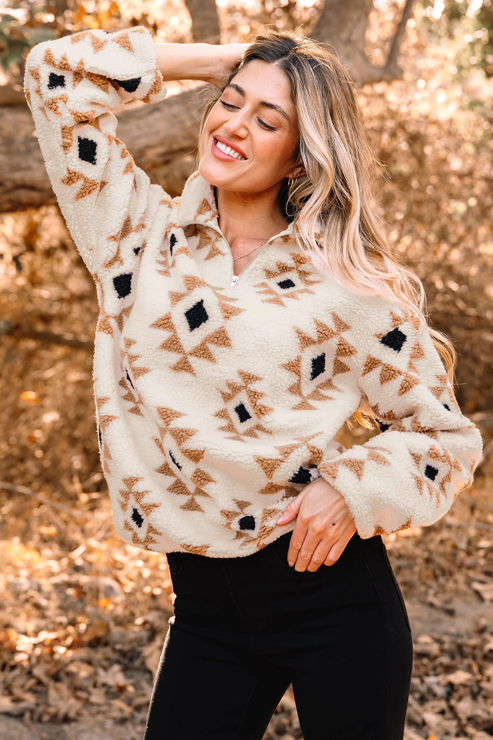 Threaded Pear Women's Elizy Quarter Zip Collar Sweatshirt