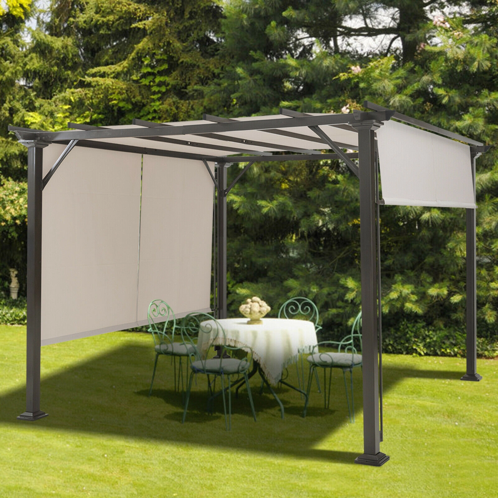 SUGIFT Universal Replacement Canopy for Pergola Structure Sun Awning Beige/Brown 16-ft x 4-ft Panels