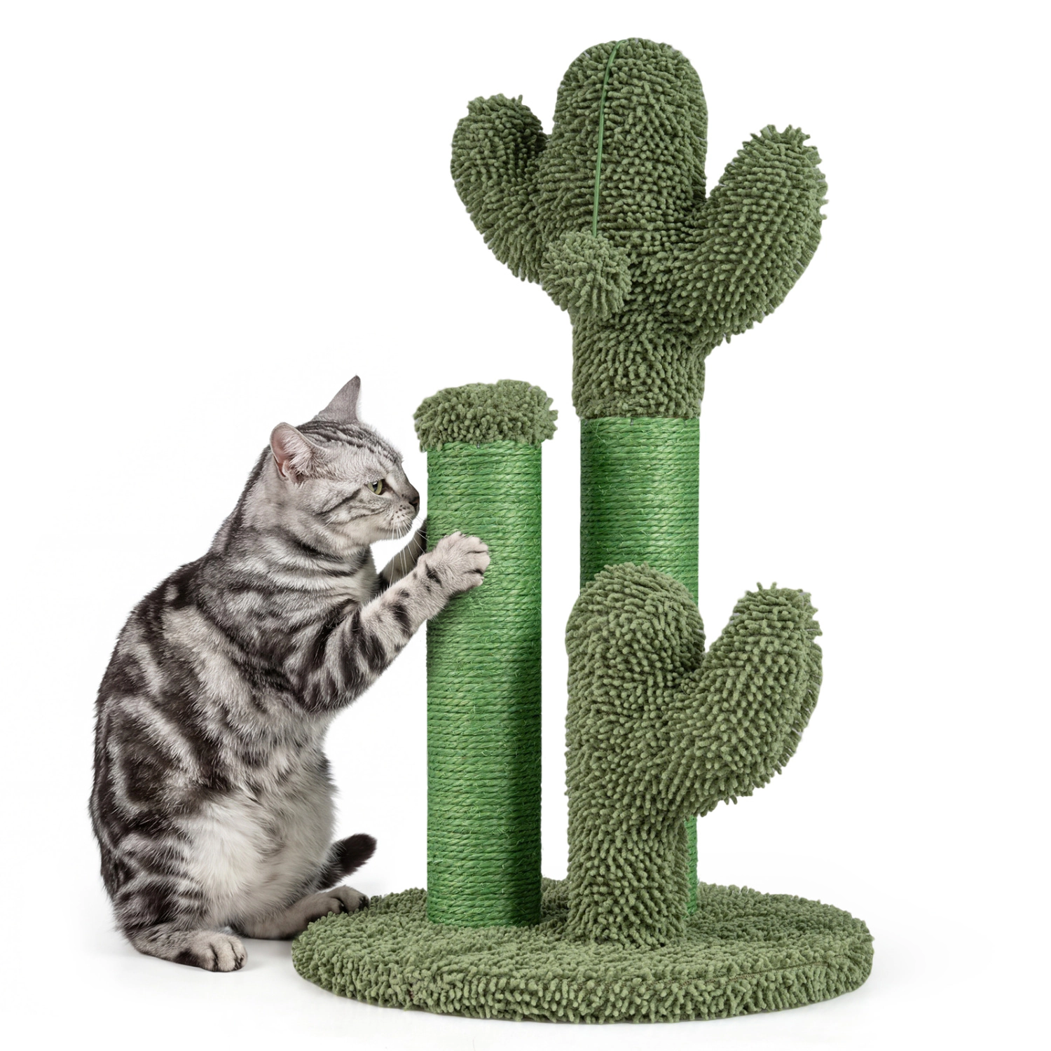 LJG 22 Inch Cactus Cat Scratching Post with Natural Sisal Rope
