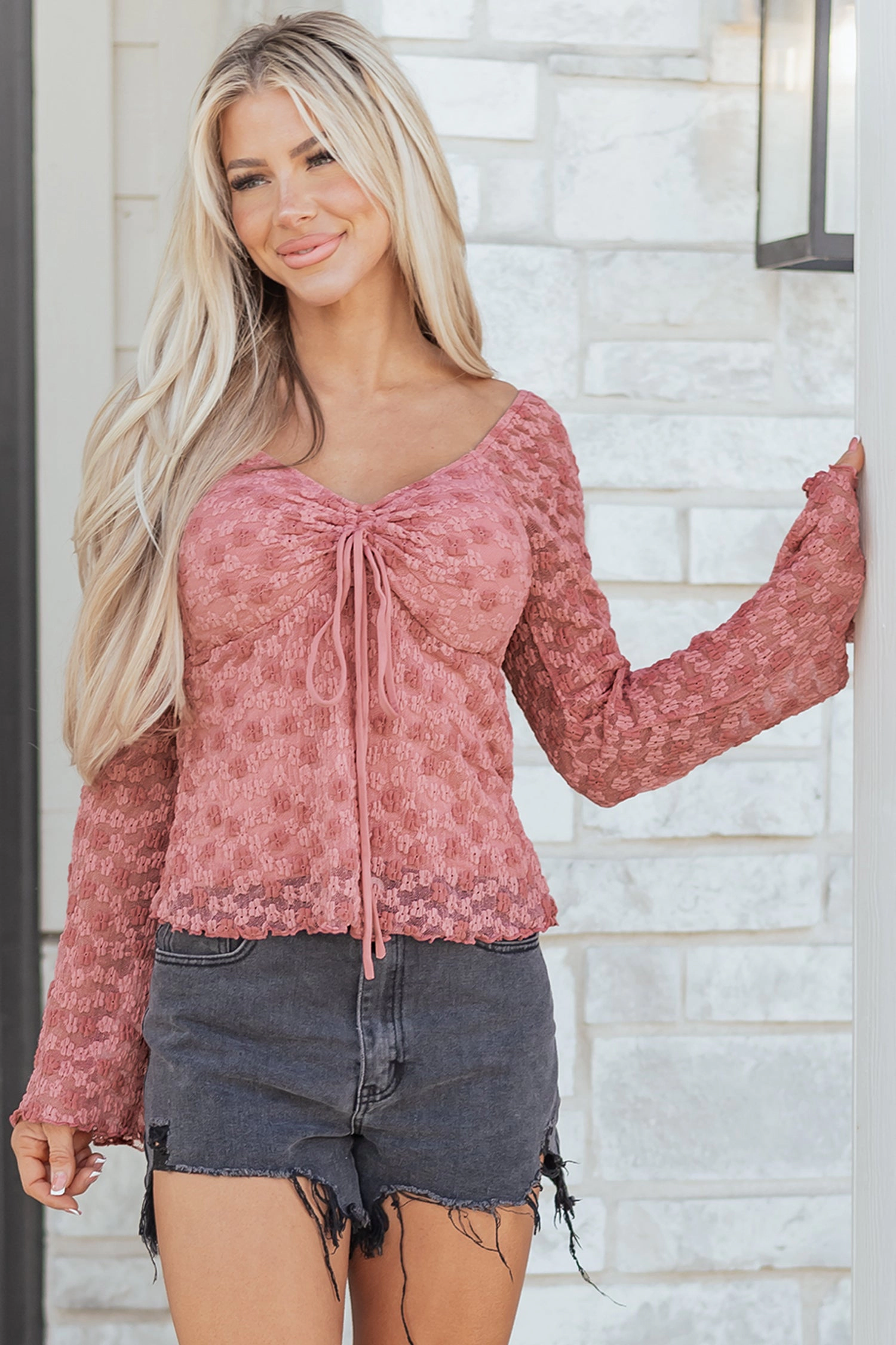 Threaded Pear Women's Paloma Detail Floral Lace Blouse